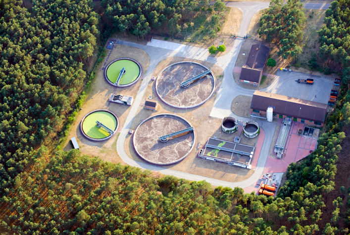 arial view of water and wastewater infrastructure