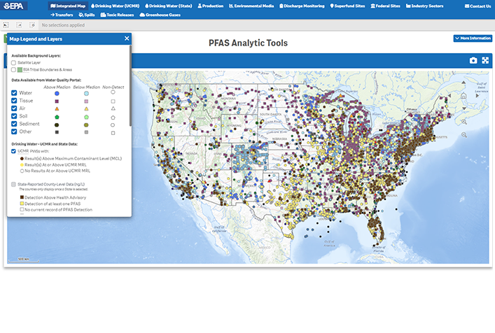 screenshot of U.S. EPA's PFAS Analytical Tools page