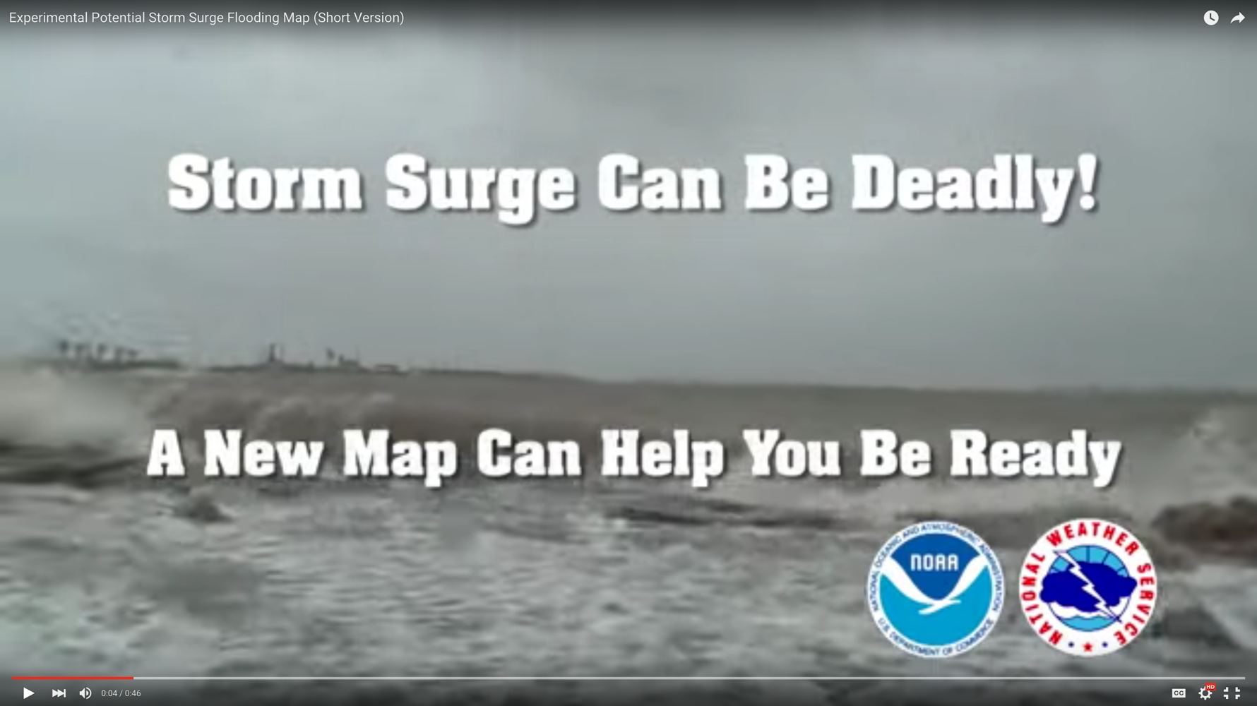 Screenshot of storm surge video from the National Hurricane Center