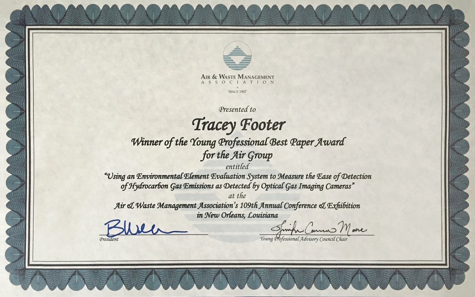tracey footer award