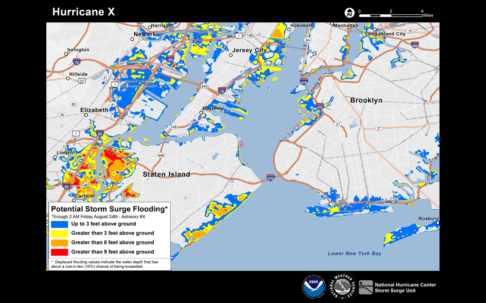 Example map showing potential storm surge flooding