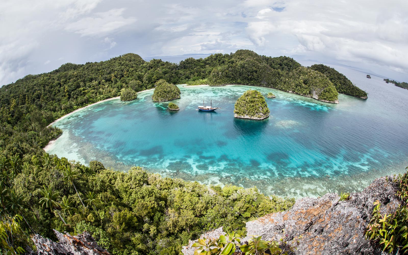 Aerial view of a lagoon in the Caribbean Sea