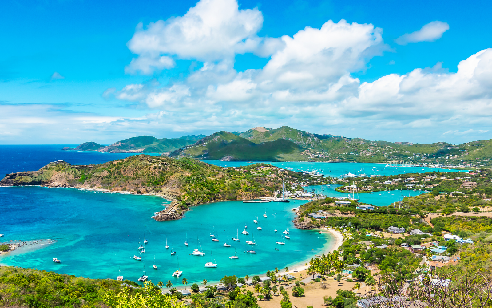 Aerial photo of the coast of a Caribbean island