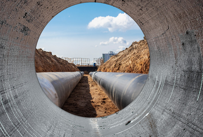 Photo of uncovered underground water infrastructure during construction