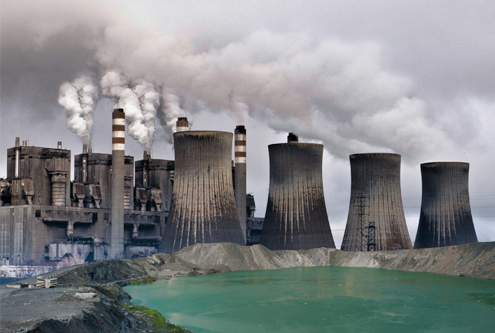 Photo of smoke stacks at coal combustion residual facility