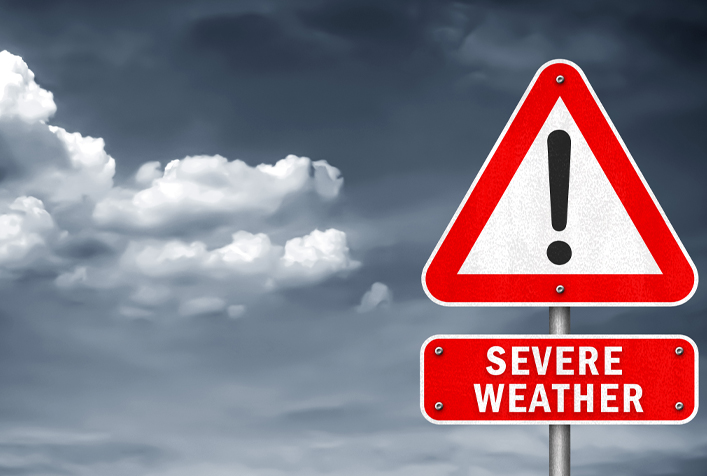 Image of a hazard sign indicating severe weather
