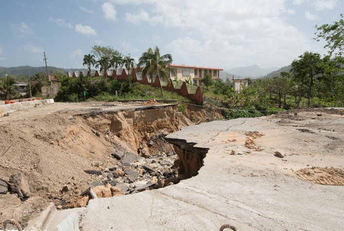Photo of sunken land in Puerto Rico after the devastation of Hurricane Maria 