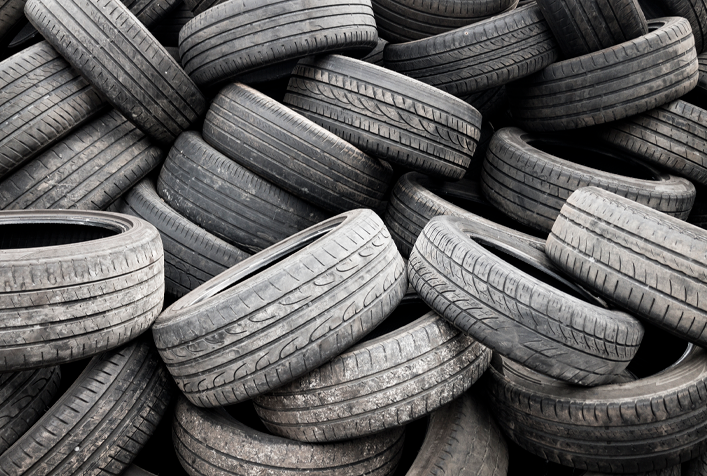 Photo showing a pile of used tires