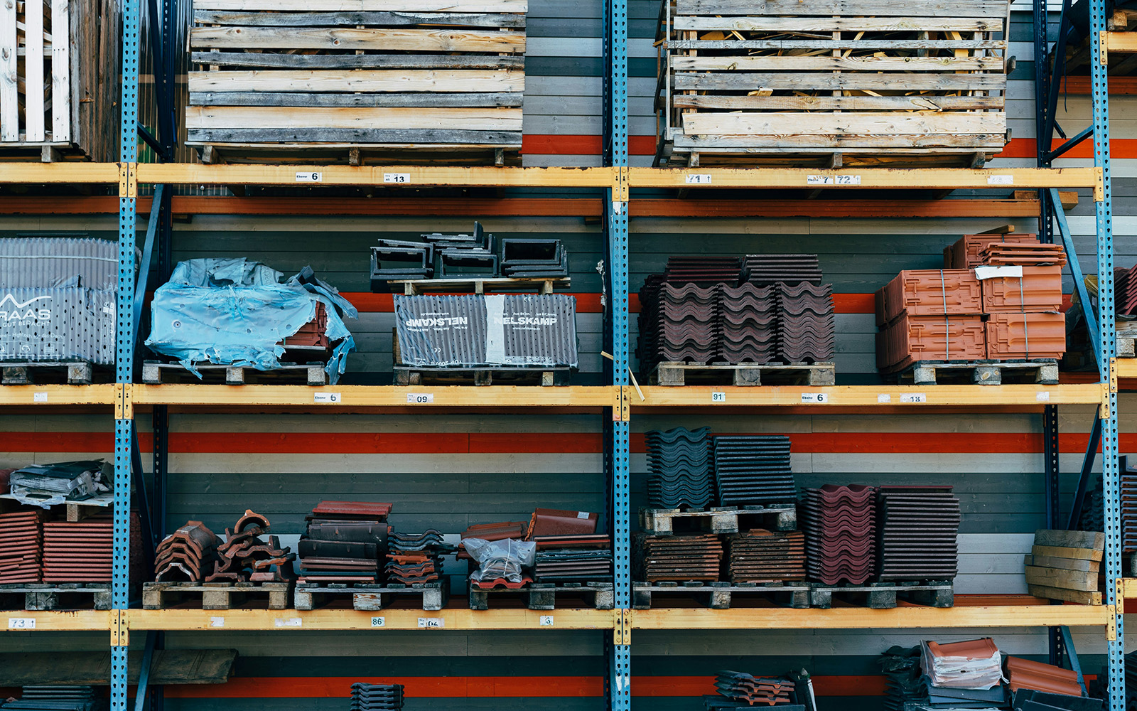 Construction materials on shelf
