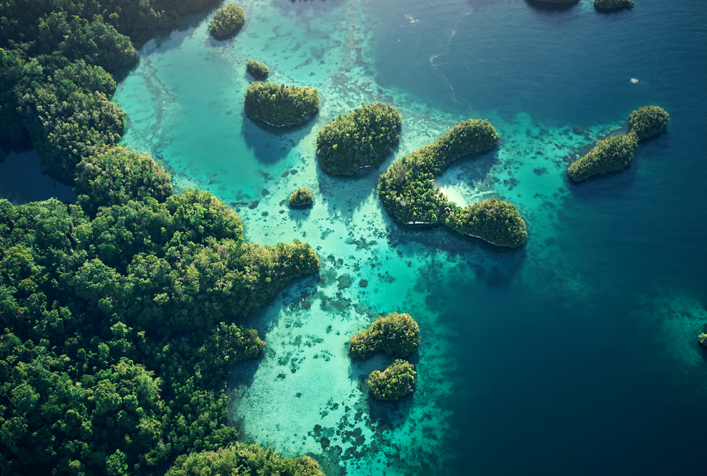 Arial photo of a shallow reef