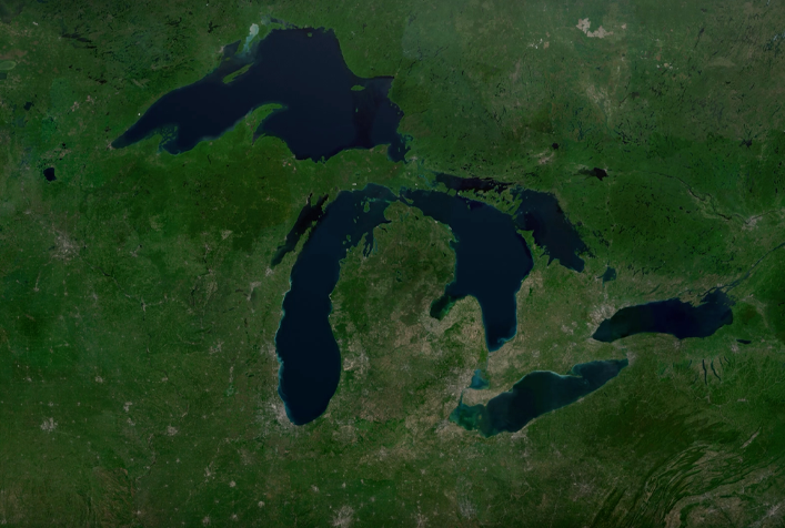 satellite image of the great lakes
