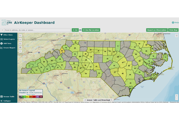screenshot of AirKeeper Dashboard map