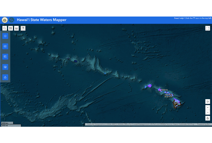 Screenshot of Hawai'i State Waters Mapper tool