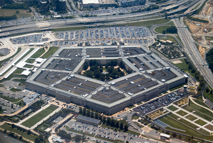 aerial view of the Pentagon building